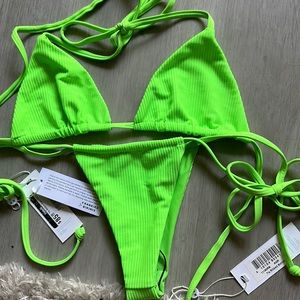 NWT Frankie's Tia Ribbed Neon Green  Bikini